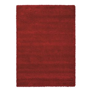 Nourison Amore 94x130&quot Rectangle Contemporary Fabric Area Rug in Red