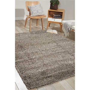 Nourison Amore 94x130&quot Rectangle Contemporary Fabric Area Rug in Stone