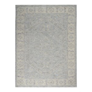 Nourison Asher 94x124&quot Rectangle Traditional Fabric Area Rug in Blue/Gray