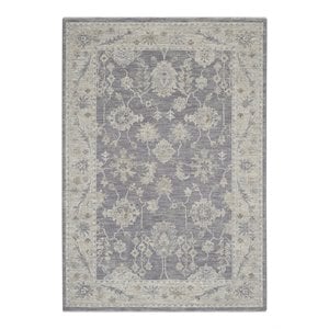 Nourison Asher 63x92&quot Rectangle Traditional Fabric Area Rug in Charcoal/Gray