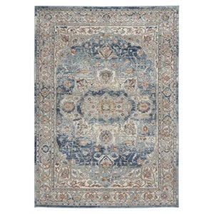 Nourison Concerto 63x87&quot Polyester and Polypropylene Area Rug in Ivory Blue