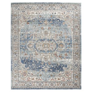 Nourison Concerto 79x114&quot Polyester and Polypropylene Area Rug in Ivory Blue