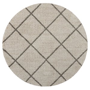 Nourison Brisbane 79x79&quot Round Contemporary Polypropylene Area Rug in Cream