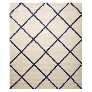 Nourison Brisbane 98x120&quot Contemporary Polypropylene Area Rug - Ivory/Blue