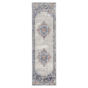 Nourison Concerto 26x90&quot Polyester and Polypropylene Area Rug in Blue/Gray