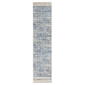 Nourison Concerto 26x120&quot Polyester and Polypropylene Area Rug in Blue Finish