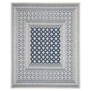 Nourison Calobra 94x118&quot Polyester and Polypropylene Area Rug in Blue Finish