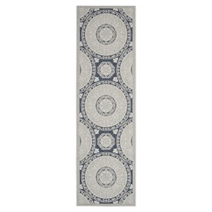 Nourison Calobra 26x120&quot Polyester and Polypropylene Area Rug in Blue