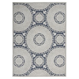 Nourison Calobra 63x87&quot Polyester and Polypropylene Area Rug in Blue