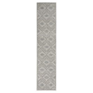 Nourison Concerto 26x120&quot Polyester and Polypropylene Area Rug - Gray/Ivory/Blue