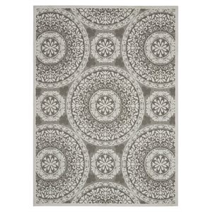 Nourison Calobra 48x72&quot Polyester and Polypropylene Area Rug in Taupe Gray