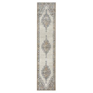 Nourison Concerto 26x120&quot Polyester and Polypropylene Area Rug - Gray/Light Blue
