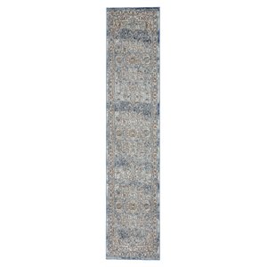 Nourison Concerto 26x120&quot Polyester and Polypropylene Area Rug in Ivory Blue