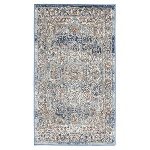 Nourison Concerto 26x45&quot Polyester and Polypropylene Area Rug in Ivory Blue