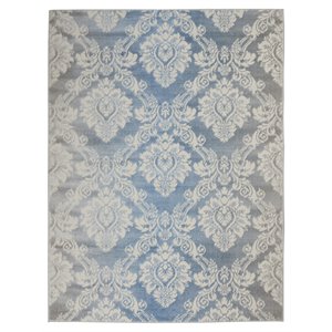 Nourison Elation 48x72&quot Polyester and Polypropylene Area Rug - Ivory Blue