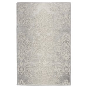 Nourison Elation 24x36&quot Polyester & Polypropylene Area Rug - Ivory Gray