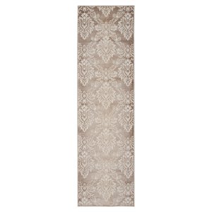 Nourison Elation 2'3&quot x 7'6&quot Polyester Vintage Indoor Rug in Ivory Mocha