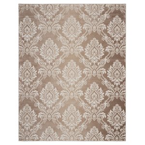 Nourison Elation 94x118&quot Polyester and Polypropylene Area Rug in Ivory Mocha
