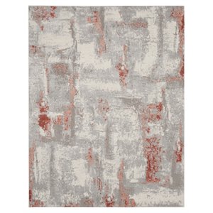 Nourison Elation 94x118&quot Polyester and Polypropylene Area Rug in Gray Brick