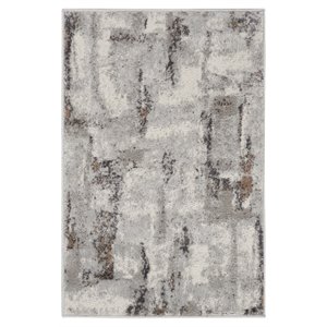 Nourison Elation 24x36&quot Polyester and Polypropylene Area Rug - Gray Ivory Finish