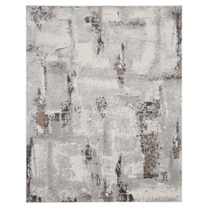 Nourison Elation 94x118&quot Polyester & Polypropylene Area Rug - Gray Ivory Finish