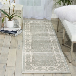 Nourison Euphoria 26x90&quot Runner Traditional Polypropylene Area Rug in Spa Gray