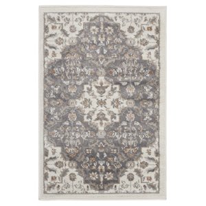 Nourison Elation 24x36&quot Polyester Polypropylene Area Rug in Ivory Gray Finish