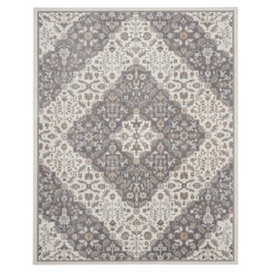 Nourison Elation 94x118&quot Polyester Polypropylene Area Rug - Ivory Gray Finish
