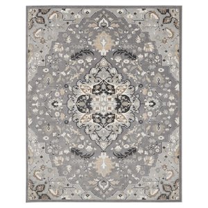 Nourison Elation 94x118&quot Polyester and Polypropylene Area Rug in Gray