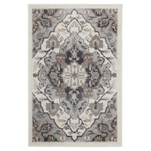 Nourison Elation 24x36&quot Polyester and Polypropylene Area Rug in Ivory Gray