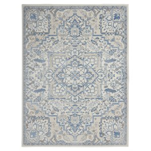 Nourison Elation 48x72&quot Polyester and Polypropylene Area Rug in Ivory Blue
