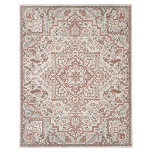 Nourison Elation 94x118&quot Polyester and Polypropylene Area Rug in Ivory Brick