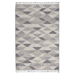 Nourison Elwood 48x74&quot Contemporary Polypropylene Area Rug in Gray/Charcoal
