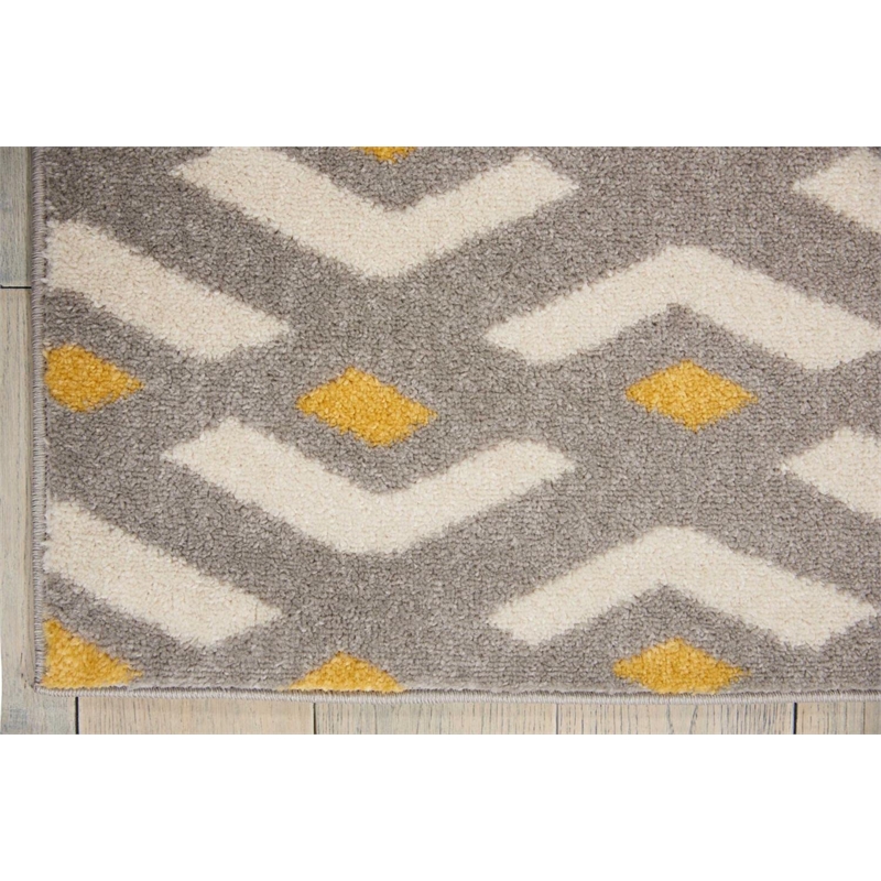 nourison harper 63x87&quot rectangle chevron fabric area rug in gray/gold