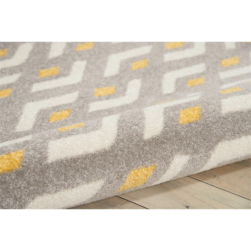 nourison harper 63x87&quot rectangle chevron fabric area rug in gray/gold
