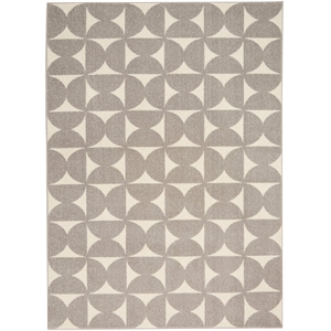 Nourison Harper 96x120&quot Rectangle Contemporary Fabric Area Rug in Gray/Ivory