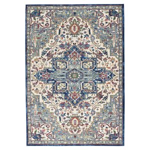 Nourison Global Vintage 48x72&quot Rectangle Fabric Area Rug in Multi-Color