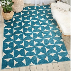 Nourison Harper 96x120&quot Rectangle Contemporary Fabric Area Rug in Deep Blue