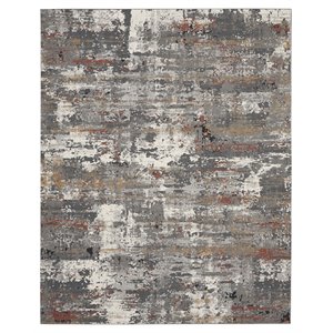 Nourison Ludlow 94x118&quot Rectangle Contemporary Fabric Area Rug in Ivory/Brown