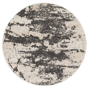 Nourison Maxell 46x46&quot Round Contemporary Fabric Area Rug in Gray/Ivory