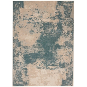 Nourison Maxell 63x87&quot Rectangle Contemporary Fabric Area Rug in Ivory/Teal