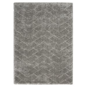 Nourison Luxurious Shag 48x72&quot Chevron Contemporary Fabric Area Rug in Gray