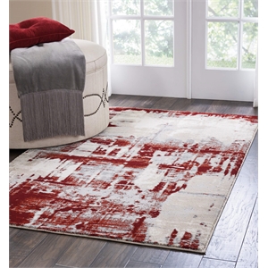 Nourison Maxell 94x126&quot Rectangle Contemporary Fabric Area Rug in Red/Gray