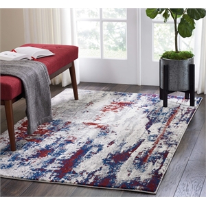 Nourison Maxell 94x126&quot Rectangle Contemporary Fabric Area Rug in Blue/Gray