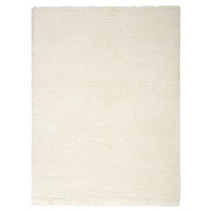 Nourison Luxurious Shag 48x72&quot Rectangle Contemporary Fabric Area Rug in Ivory