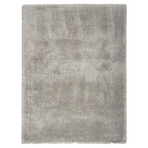 Nourison Luxurious Shag 48x72&quot Rectangle Contemporary Fabric Area Rug in Silver
