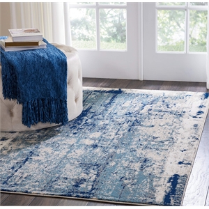 Nourison Maxell 63x87&quot Rectangle Contemporary Fabric Area Rug in Rich Blue