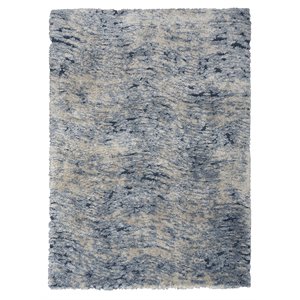 Nourison Luxurious Shag 48x72&quot Rectangle Fabric Area Rug in Ivory/Blue