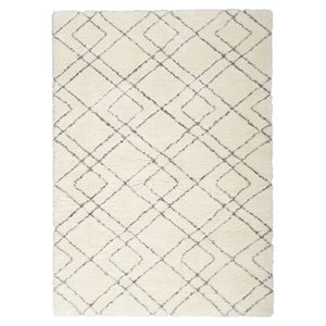 Nourison Luxurious Shag 48x72&quot Contemporary Fabric Area Rug in Ivory