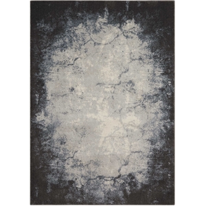 Nourison Maxell 94x126&quot Rectangle Contemporary Fabric Area Rug in Dark Gray